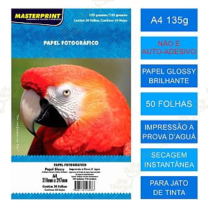 PAPEl FOTO GLOSSY 135GRS A4 - 50FOLHAS