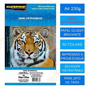 PAPEL FOTO GLOSSY 230G A4 50FOLHAS