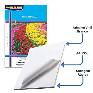 FILME ADESIVO VINIL BRANCO GLOSSY 135G A4