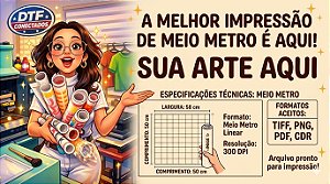 MEIO Metro Impressão Dtf Textil 58cm largura x 50cm Comprimento com sua Arte