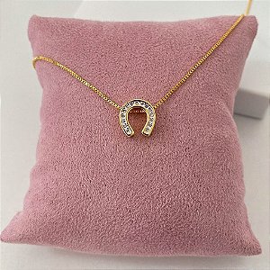 Gargantilha Feminina Ferradura Delicada com Zircônias