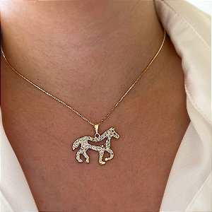 Colar Feminino Cavalo Inteiro Brilhante
