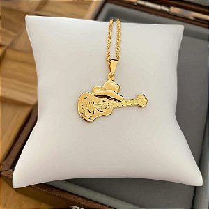 Colar Feminino Violão com Chapéu Country