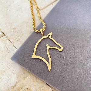 Colar Feminino Cavalo Crioulo Grande com Cordão Baiano