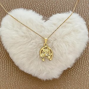 Colar Feminino Cavalo e Ferradura Discreto