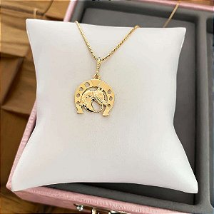 Colar Feminino Cavalo e Ferradura Delicadeza Equestre