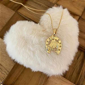 Colar Feminino Cavalo e Ferradura Clássico