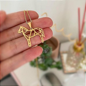 Colar Feminino Cavalo Inteiro Estilo Origami