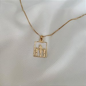 Colar Feminino Mãe com Filhas Country