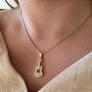 Colar Feminino Violão Country Cravejado