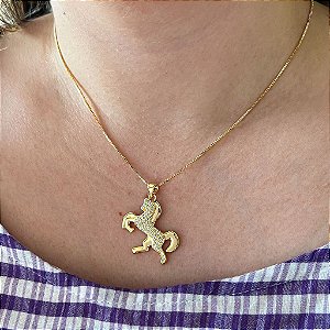 Colar Feminino Cavalo Charmoso com Zircônias