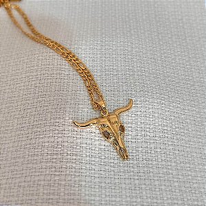 Colar Masculino Touro com Cordão 3x1