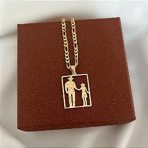 Colar Masculino Pai de Menina Country com Cordão 3x1