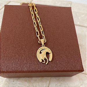 Colar Masculino Cavalo e Ferradura Elegância com Cordão Cartier