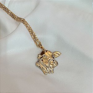 Colar Masculino Boi Nelore com Cordão 3x1