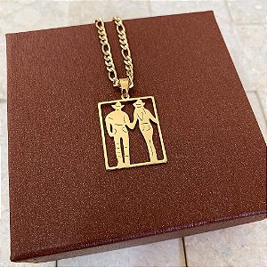 Colar Masculino Casal Country com Cordão 3x1