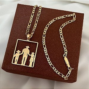 Conjunto Masculino Pai de Menino e Menina com Cordão 3x1