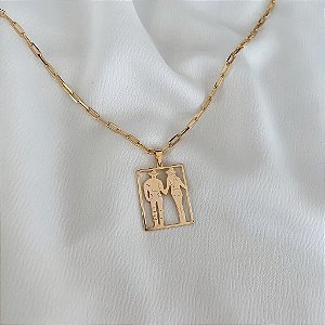 Colar Masculino Casal Country com Cordão Cartier