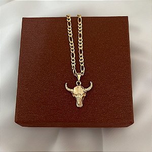 Colar Masculino Touro Tradição com Cordão 3x1