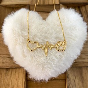 Gargantilha Coração e Patas de Cachorro