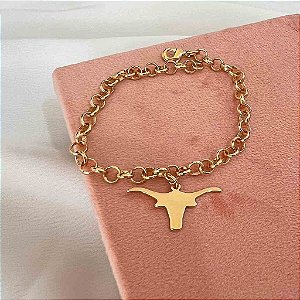 Pulseira Feminina com Touro em Elo Português