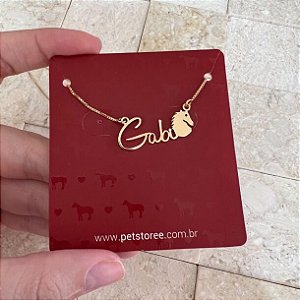 Colar Personalizado Gabi com Cavalo Banhado a Ouro 18k
