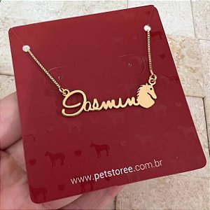 Colar Personalizado Iasmin com Cavalo Banhado a Ouro 18k