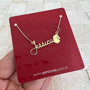Colar Personalizado Jéssica com Cavalo Banhado a Ouro 18k