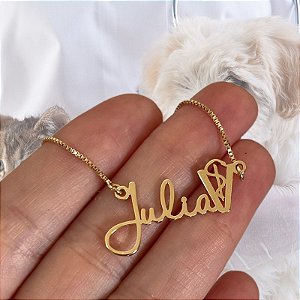 Colar Personalizado Julia com Veterinária Banhado a Ouro 18k