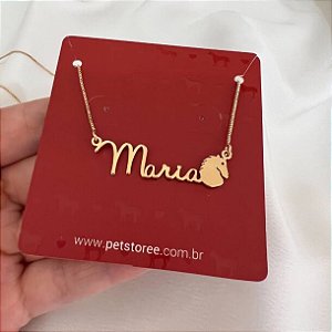 Colar Personalizado Maria com Cavalo Banhado a Ouro 18k