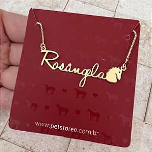 Colar Personalizado Rosângela com Cavalo Banhado a Ouro 18k