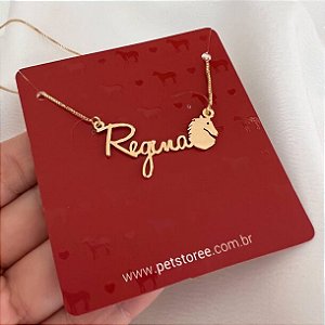 Colar Personalizado Regina com Cavalo Banhado a Ouro 18k