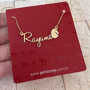 Colar Personalizado Rayane com Cavalo Banhado a Ouro 18k