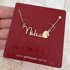 Colar Personalizado Núbia com Cavalo Banhado a Ouro 18k
