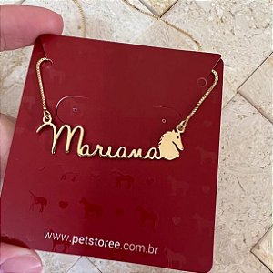 Colar Personalizado Mariana com Cavalo Banhado a Ouro 18k