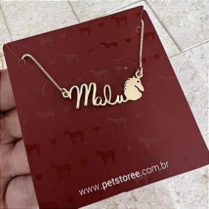 Colar Personalizado Malu com Cavalo Banhado a Ouro 18k