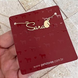 Colar Personalizado Sara com Cavalo Banhado a Ouro 18k