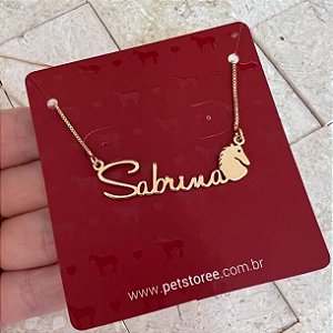 Colar Personalizado Sabrina com Cavalo Banhado a Ouro 18k