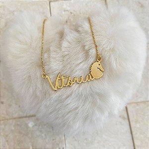 Colar Personalizado Vitória com Cavalo Banhado a Ouro 18k