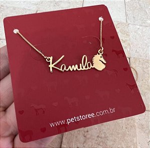 Colar Personalizado Kamila com Cavalo Banhado a Ouro 18k