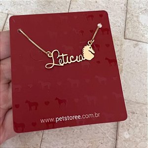 Colar Personalizado Leticia com Cavalo Banhado a Ouro 18k