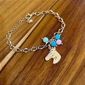 Pulseira Feminina  Rosto Colors Banhado a Ouro 18k