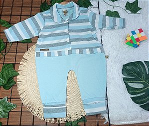 Macacão Baby Premium Listras Azul