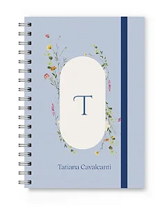Caderno A5 Florart Alfabeto Floral Azul