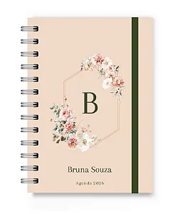 Mini Agenda 2026 Florart Alfabeto Floral Rosê