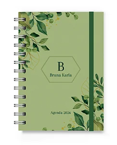Mini Agenda 2026 Florart Alfabeto Floral Verde