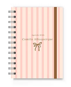 Mini Agenda 2026 Florart Listrada Rosa