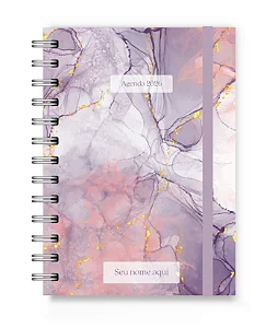 Mini Agenda 2026 Florart Marmorizado Roxo