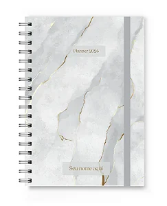 Planner 2026 Florart Marmorizado Branco
