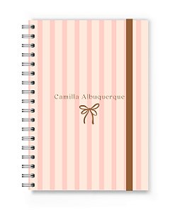 Caderno Personalizado Florart Listrado Rosa